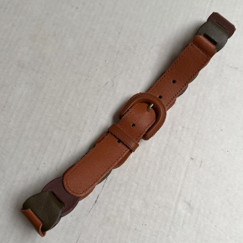 Multi Colored Genuine Leather Belt Womens Small Boho Festival Party Vacation